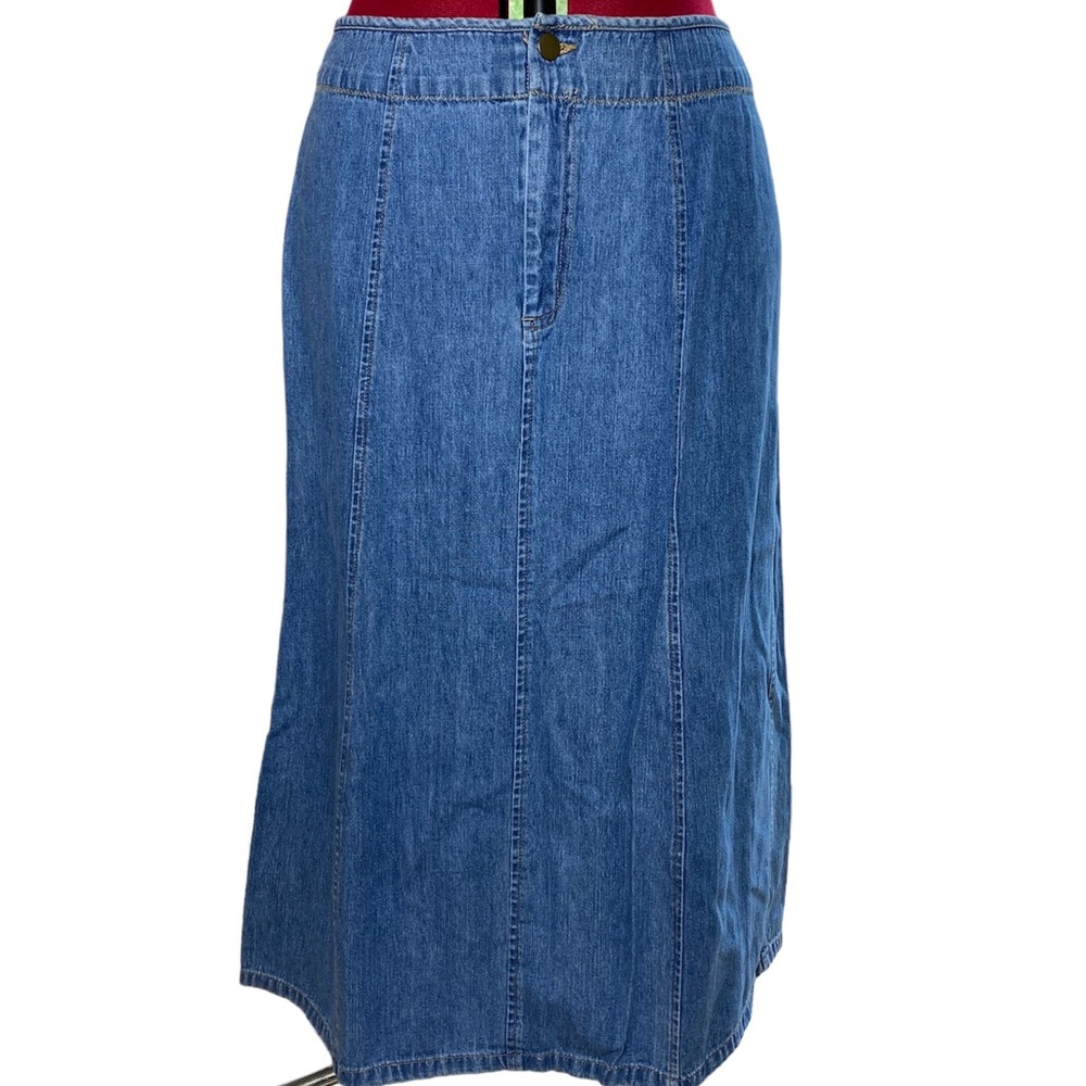Kim Rogers Vintage Petite Denim Long Maxi Denim Jean Skirt Size 14P - Picture 1 of 8